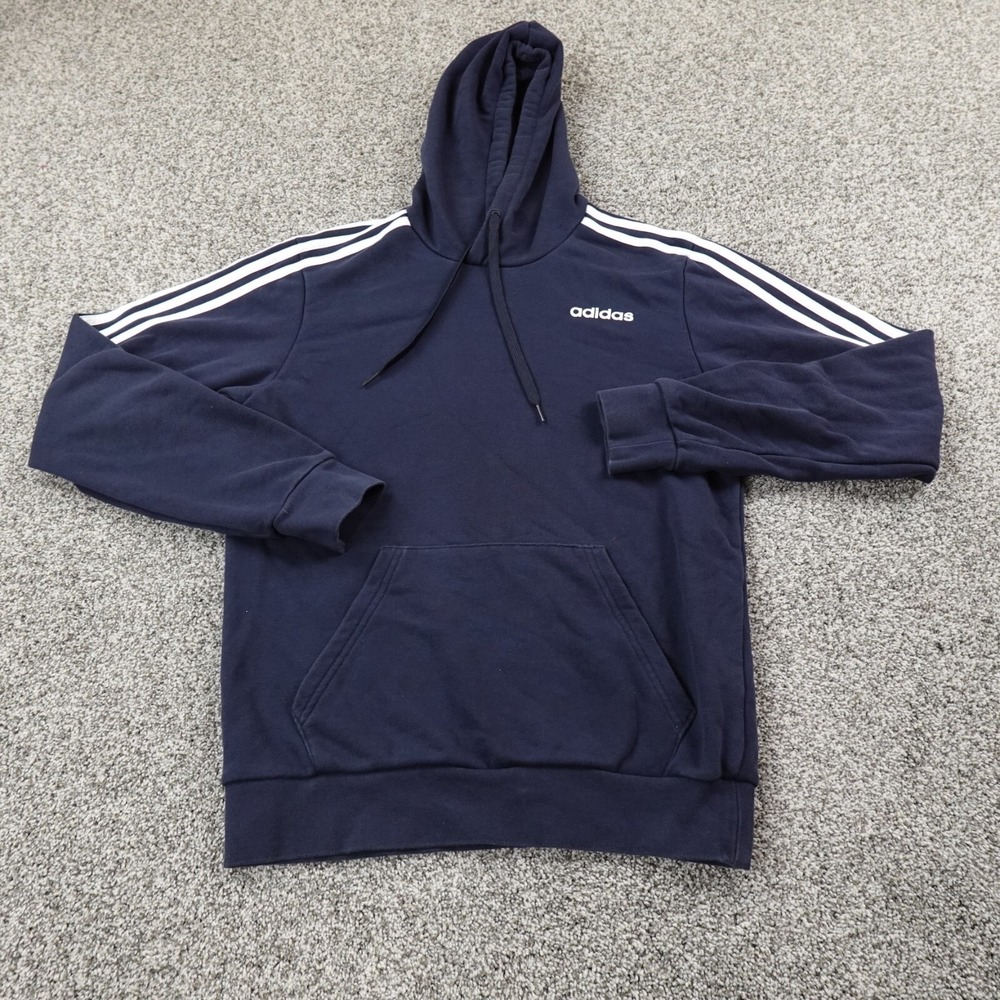 Adidas Hoodie Mens S Blue Pullover Hood Sweater Sweatshirt Athletic Active Track